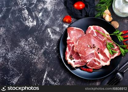 raw meat with spice and salt on a table