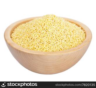 raw millet in bowl isolated