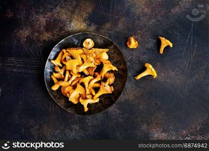 raw mushroom, fresh mushrooms on a table,stock photo
