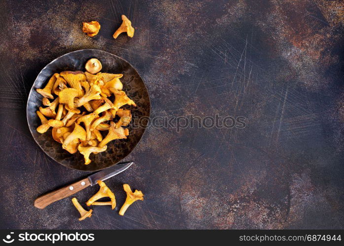 raw mushroom, fresh mushrooms on a table,stock photo