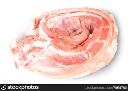 Raw Pork Ribs On A Roll Isolated On White Background