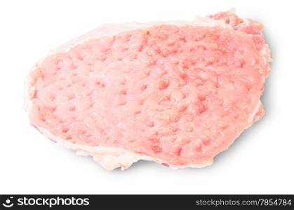 Raw Pork Schnitzel Isolated On White Background
