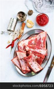 raw ribs. uncooked lamb or beef ribs with pepper garlic salt,raw ribs