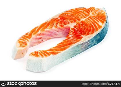 raw salmon fillet isolated on white