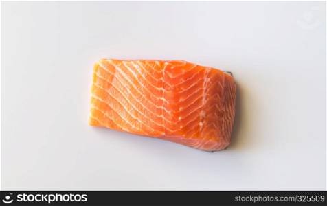 Raw salmon on the white background