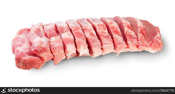 Raw Sliced Pork Meat Isolated On White Background