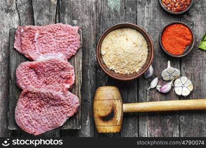 Raw steak for steak