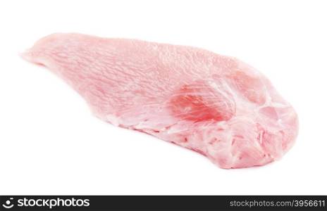 raw turkey meat slice, isolated on white