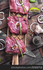 Raw veal meat.