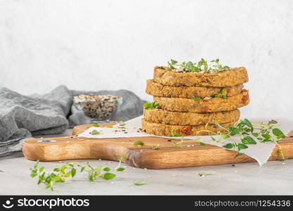 Raw veggie burger with lentils, vegetables and thyme leaves on kitchen countertop. Top view. Flat lay