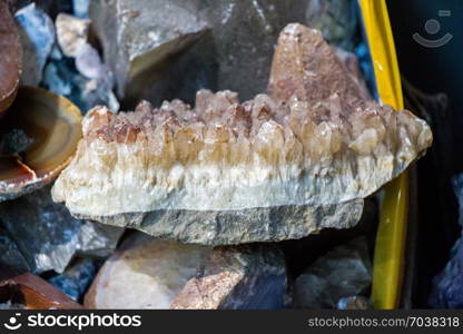 Raw violet amethyst rock with crystal ametist esoteric