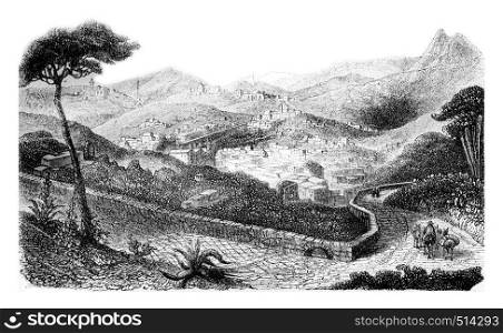 Rayas Mine, Gata Mine, mine Valencia, vintage engraved illustration. Magasin Pittoresque 1844.