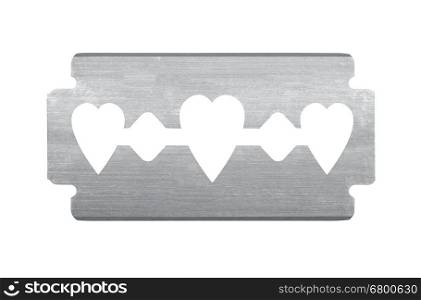 razor with heart shape isolated on white