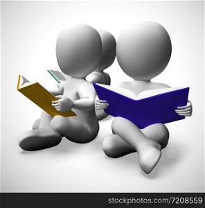 Reading a book character represents education, literacy and gaining knowledge. A bookworm after development and wisdom - 3d illustration