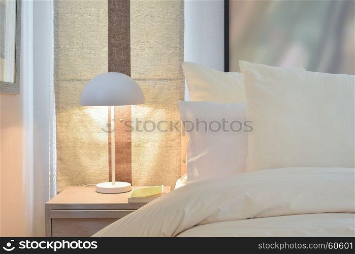 Reading lamp on bedside table