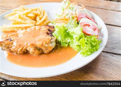 Ready to eat grilled chicken steak, stock photo