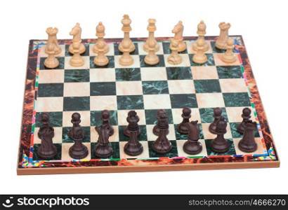 Ready to start the game. Chess pieces on chessboard