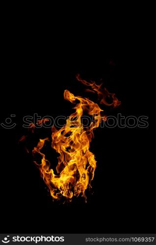 real and hot flames are burning on a black background.