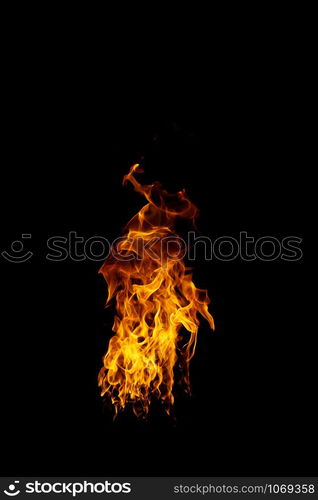 real and hot flames are burning on a black background.