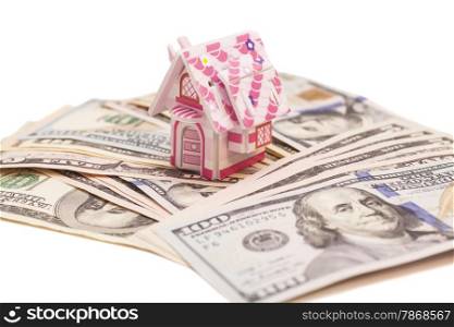 Real estate business concept. Dollar banknote with House