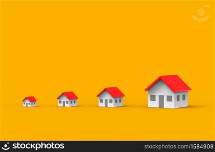 Real estate business growth. Group of house. 3D Illustration.