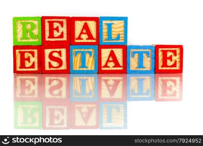 real estate reflection on white background