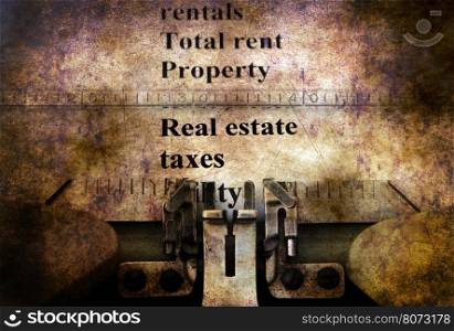 Real estate tax grunge concept