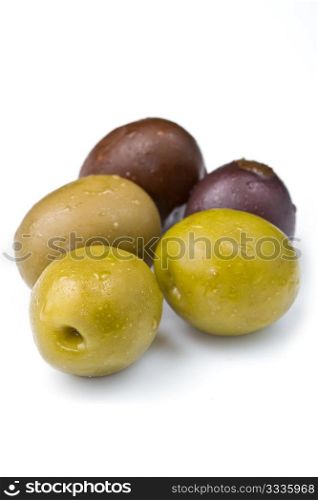 real macro of a few olives