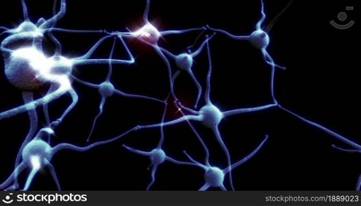 Real Neuron synapse network with red electric impulse activity able to loop seamless. Real Neuron synapse network with red electric impulse activity able to loop