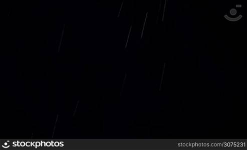 Real shot of pouring rain and falling snow during night thunderstorm, lightnings flashing in the sky