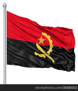 Realistic 3d flag of Angola fluttering in the wind.