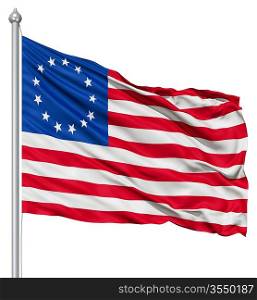 Realistic 3d flag of Betsy Ross fluttering in the wind.