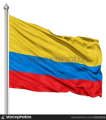 Realistic 3d flag of Colombia fluttering in the wind.