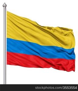 Realistic 3d flag of Colombia fluttering in the wind.