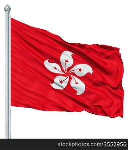 Realistic 3d flag of Hong Kong fluttering in the wind.