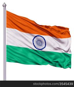 Realistic 3d flag of India fluttering in the wind.