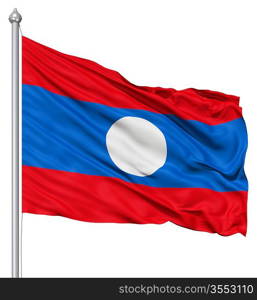 Realistic 3d flag of Laos fluttering in the wind.