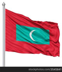 Realistic 3d flag of Maldives fluttering in the wind.