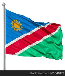 Realistic 3d flag of Namibia fluttering in the wind.
