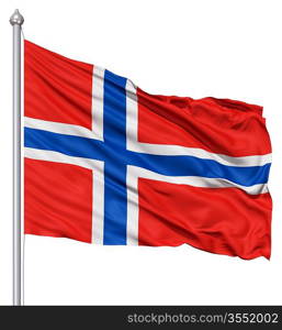 Realistic 3d flag of Norway fluttering in the wind.