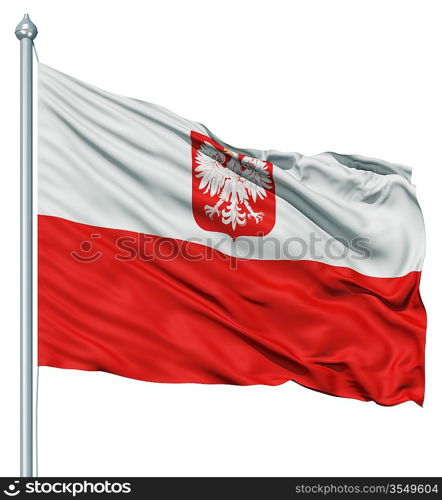 Realistic 3d flag of Poland fluttering in the wind.