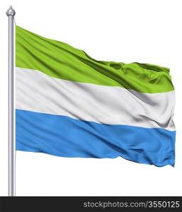 Realistic 3d flag of Sierra Leone fluttering in the wind.