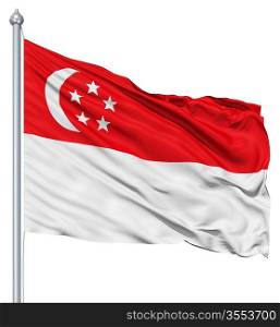 Realistic 3d flag of Singapore fluttering in the wind.