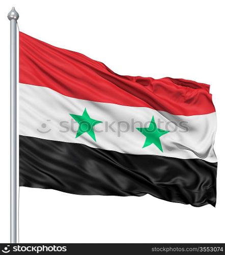Realistic 3d flag of Syria fluttering in the wind.