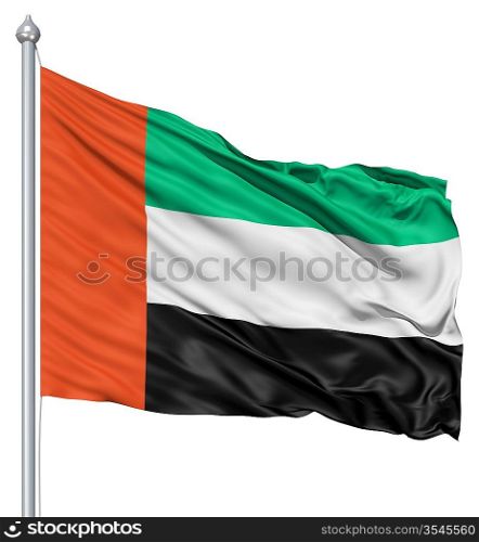 Realistic 3d flag of United Arab Emirates fluttering in the wind.