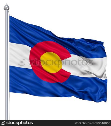 Realistic 3d flag of United States of America Colorado fluttering in the wind.