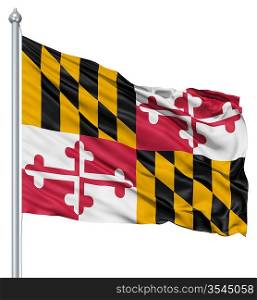 Realistic 3d flag of United States of America Maryland fluttering in the wind.