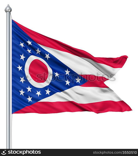 Realistic 3d flag of United States of America Ohio fluttering in the wind.