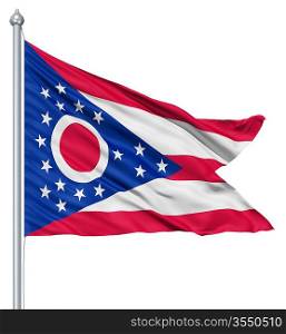Realistic 3d flag of United States of America Ohio fluttering in the wind.