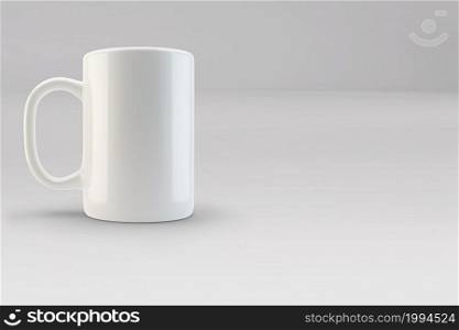 Realistic blank coffee or tea mug cups with handle. Cup porcelain for tea or coffee template mockup isolated. Realistic teacup for breakfast, 3D illustration